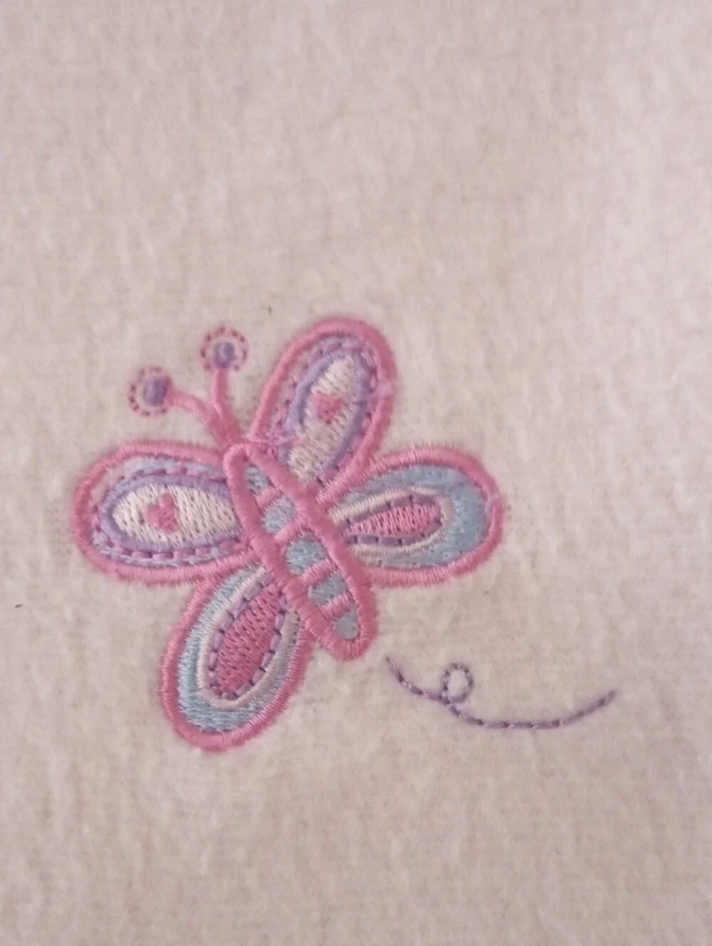Pink Kids Fleece Blanket with Butterfly Embroidery